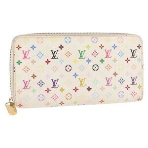LOUIS VUITTON Monogram Multicolor Zippy Wallet Wallet White M60241 Auth 146163